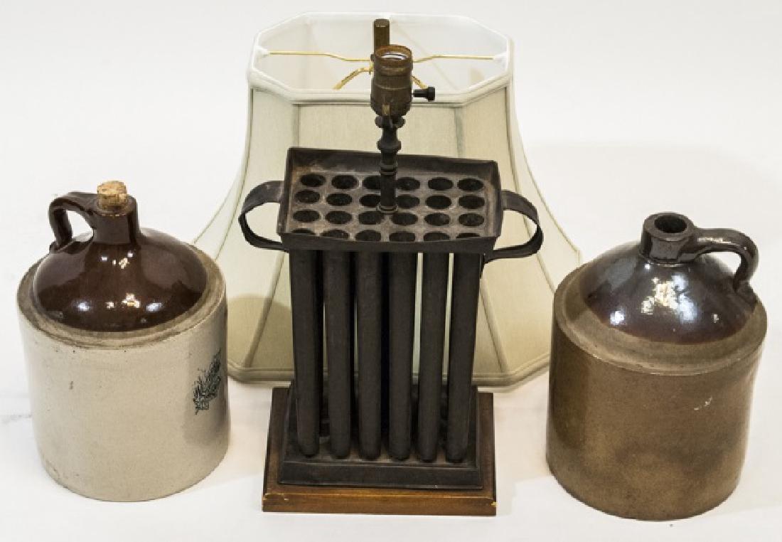 Antique 19thC Candle Lamp & Pair Pottery Jugs (1 of 5)
