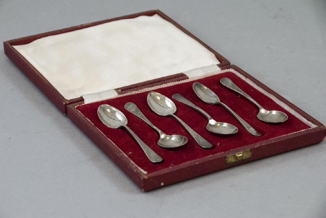 Set Of 6 Demitasse English Sterling Silver Spoons (1 of 7)