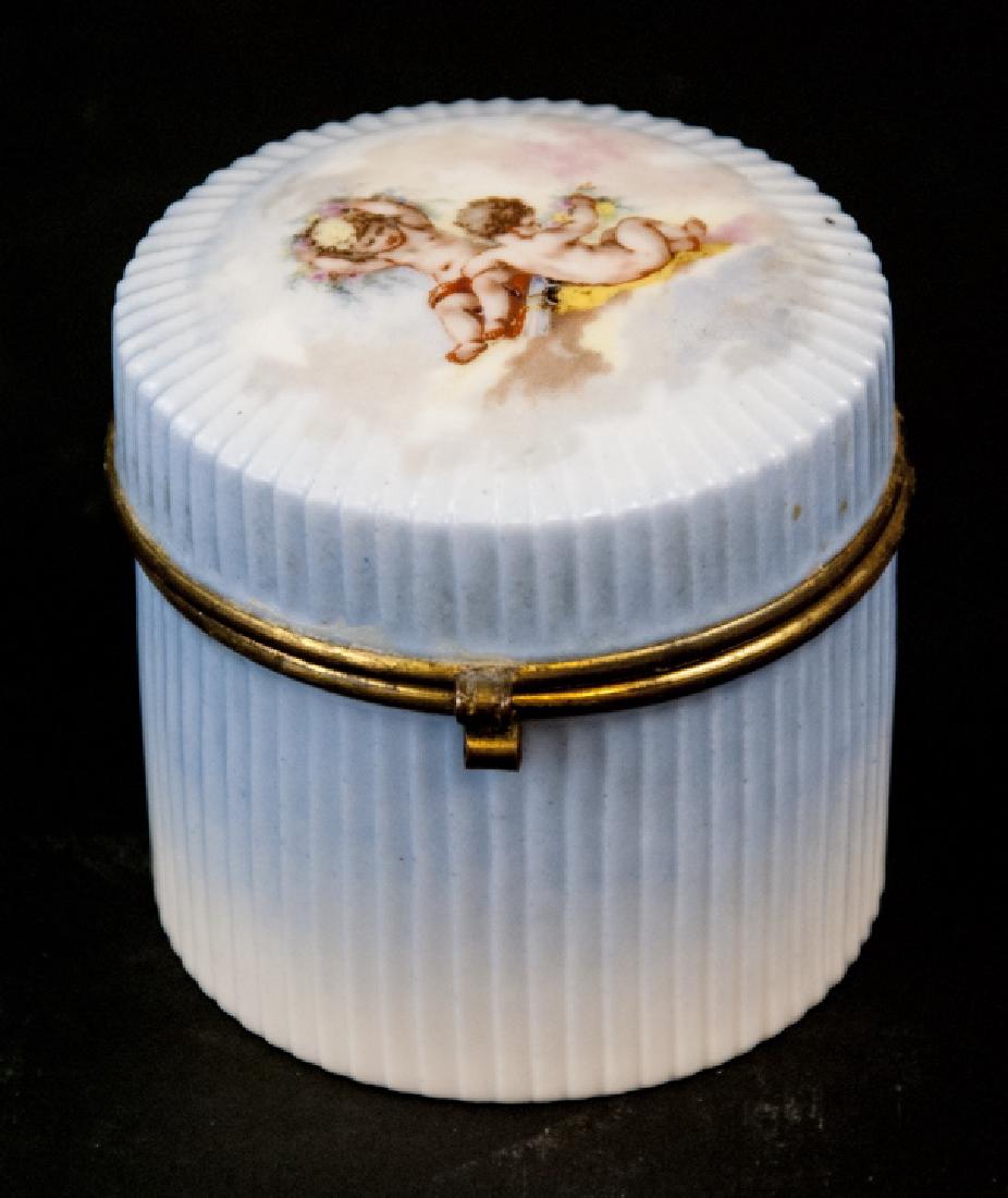 Antique Porcelain & Ormolu Jewelry Box w Cherubs (1 of 5)