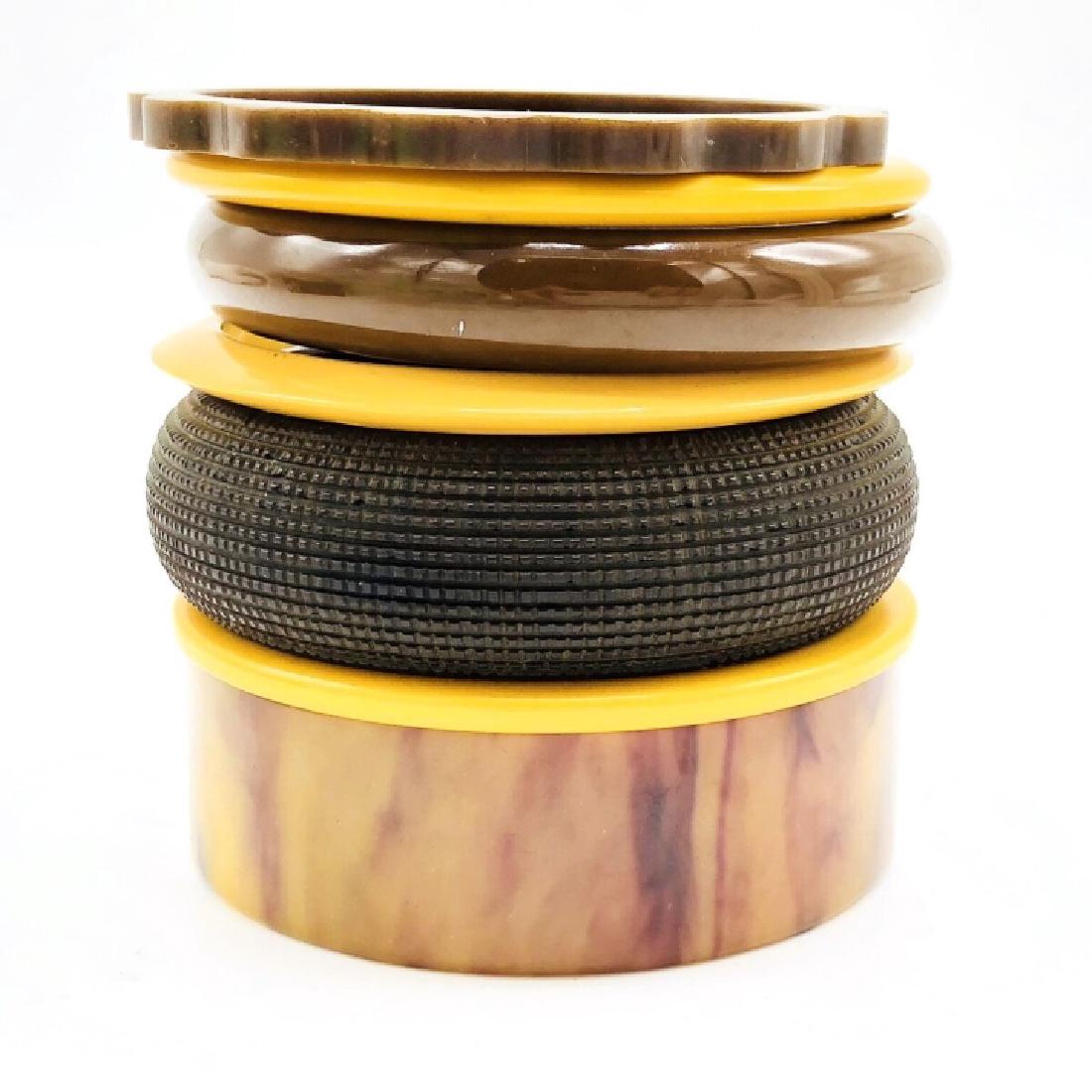 Group Brown & Yellow Bakelite Bangle Bracelets (1 of 3)