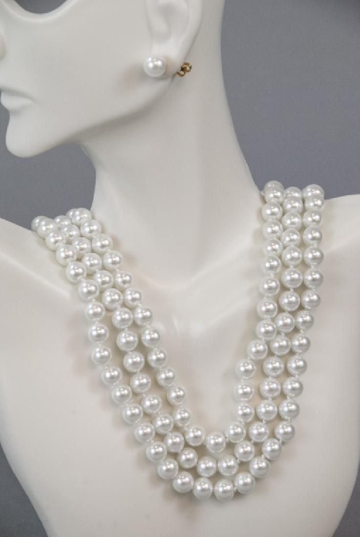 Three Akoya Style Pearl Necklaces & Stud Earrings (1 of 10)