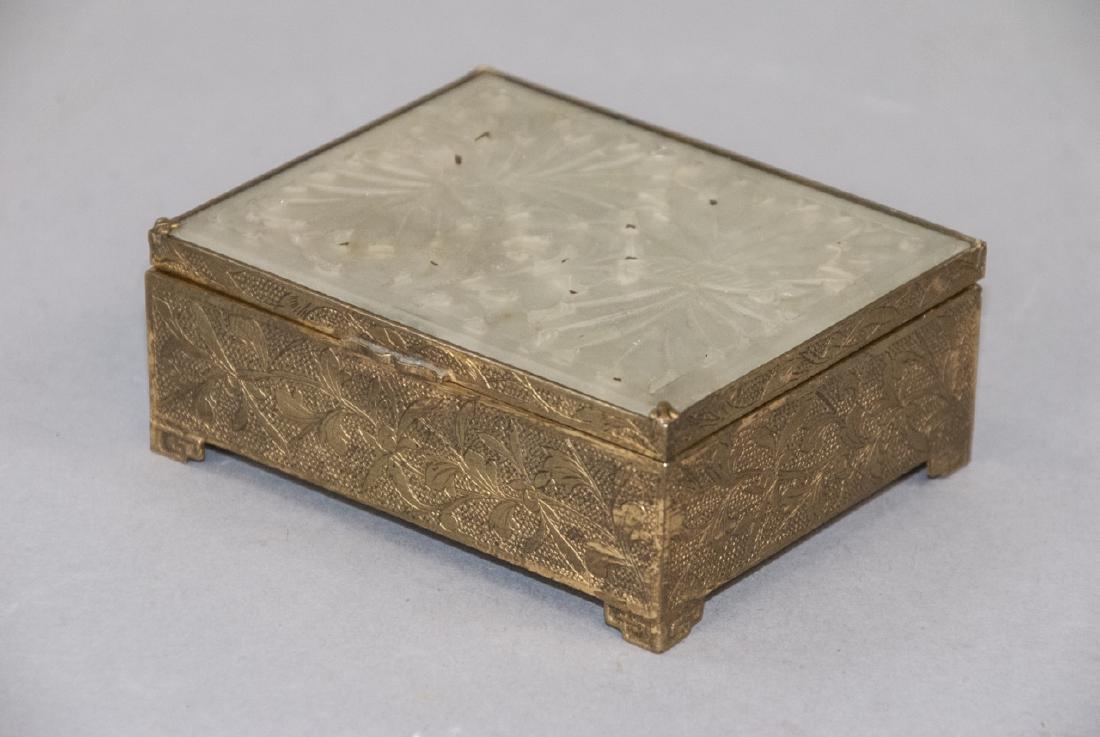 Chinese Ormolu & Carved Jade Table or Jewelry Box (1 of 5)