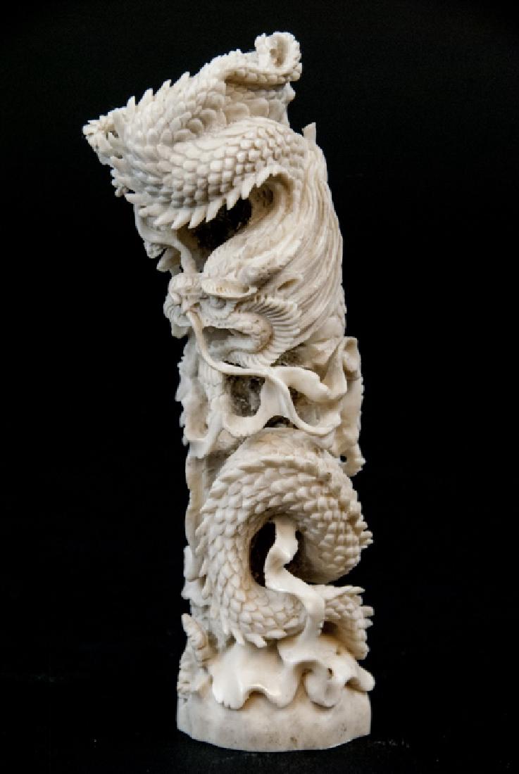 Large Hand Carved Horn Chinese Dragon Statue (1 of 8)