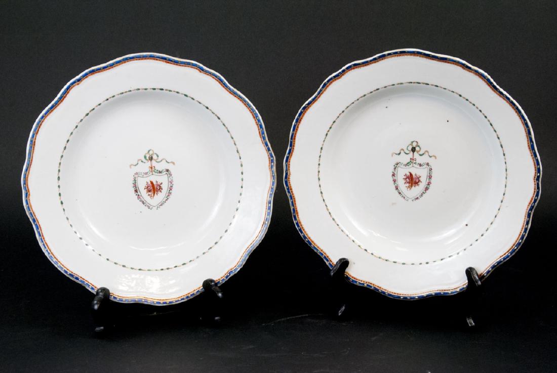 Pair Chinese Export Armorial Crest Porcelain Bowls (1 of 5)