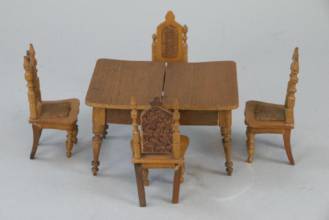 Antique Dollhouse Furniture & Weathervane: Antique / Vintage Doll House Furniture & Weathervane. Woven chair measures 5.5 inches in height.