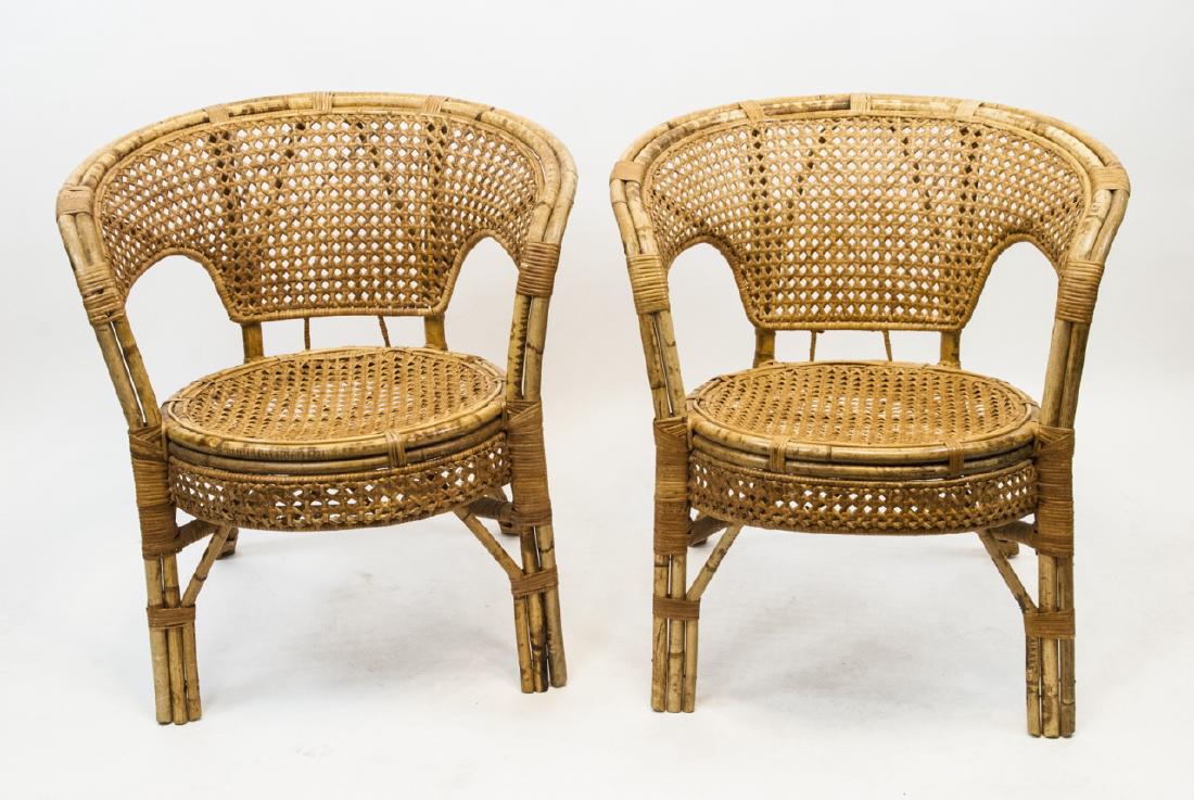 Pair Of Two Vintage Whicker and Bamboo Chair (1 of 5)