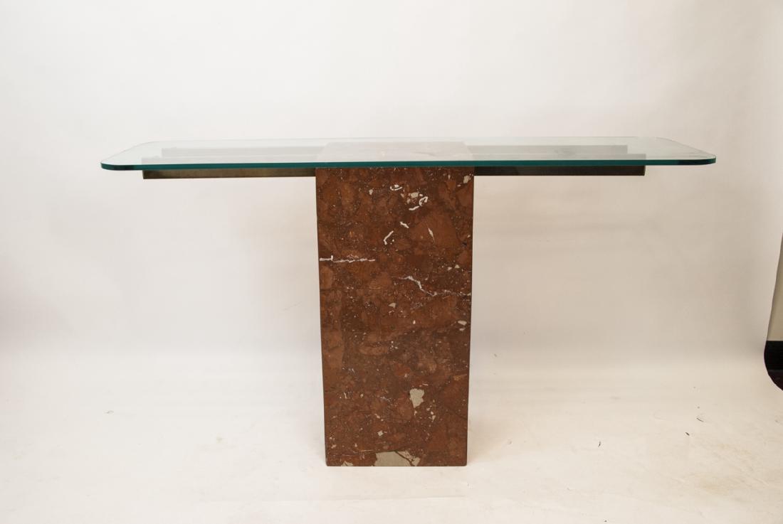 Mid Century Red Marble & Glass End/Side Table (1 of 6)