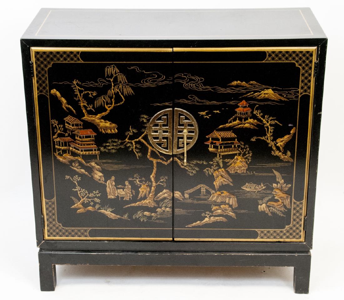 Vintage Asian Themed Drexel Black Chest (1 of 5)