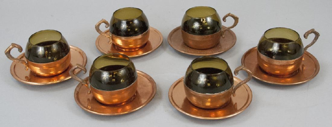 Set Of Six Mid Centuury Copper And Glass Teacups (1 of 4)