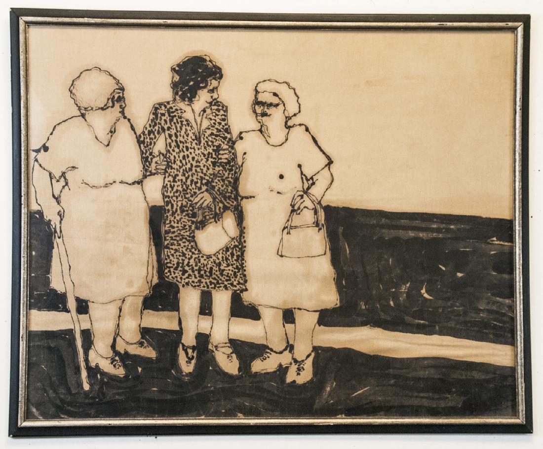 Vintage Mid Century Batik Art On Cloth (1 of 3)