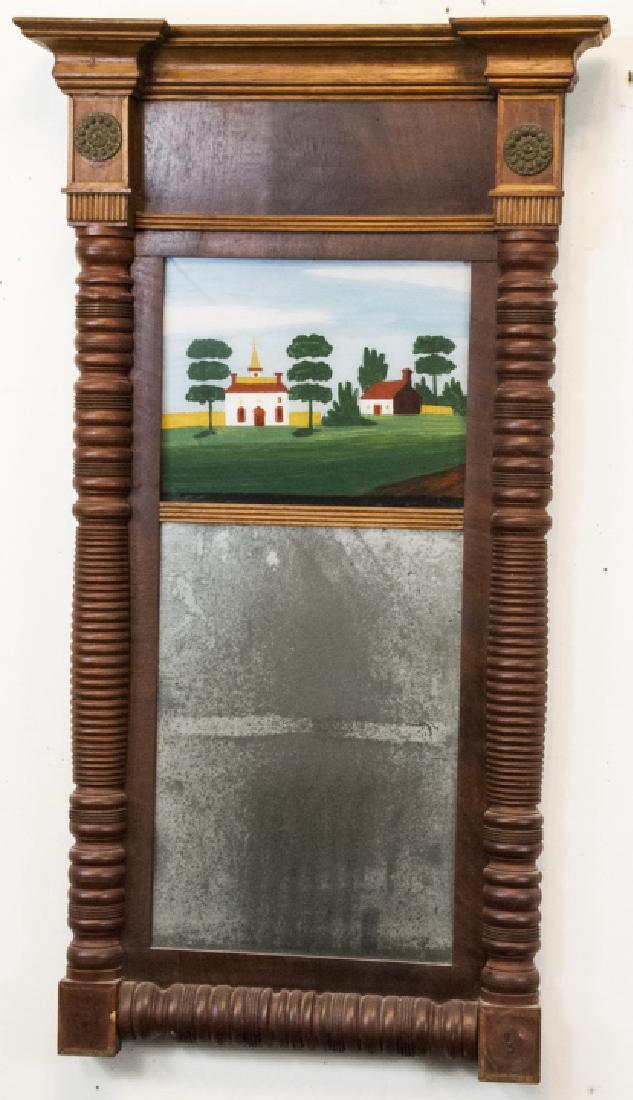 Antique Reverse Glass Painted & Wood Mirror (1 of 5)