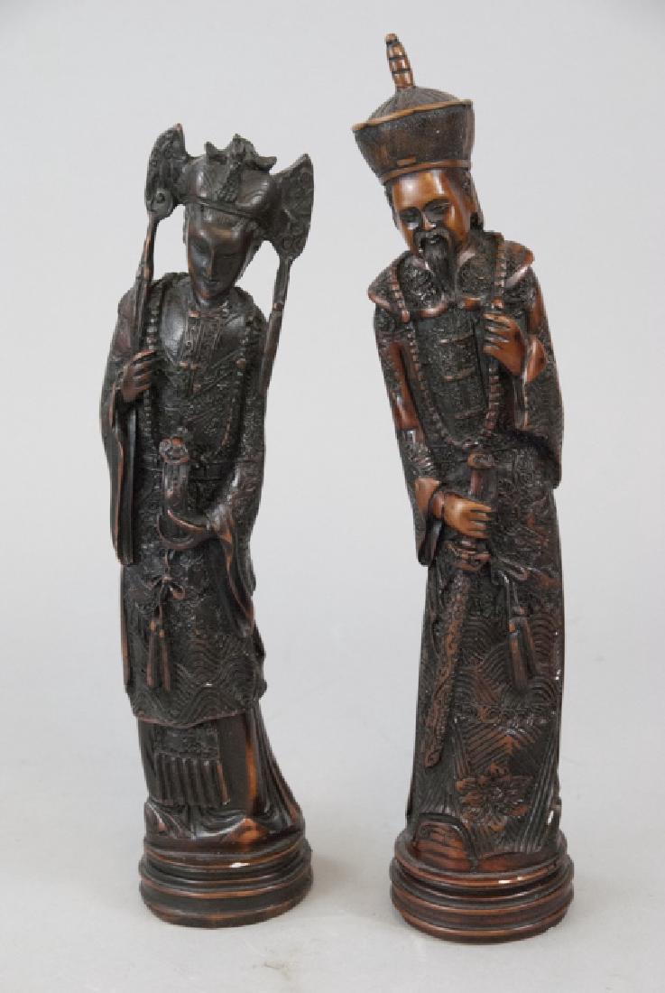 Pair Of Decorative Chinese Hand Carved Statues (1 of 5)