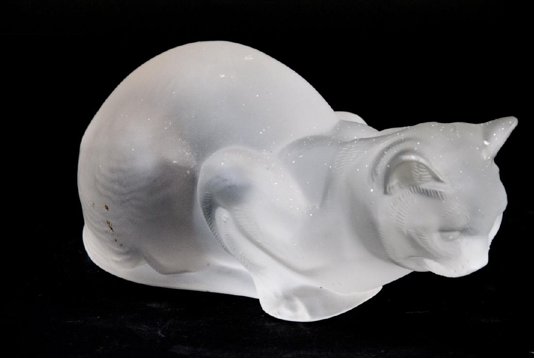 Frosted Lalique Paris Art Glass Cat Sculpture (1 of 5)