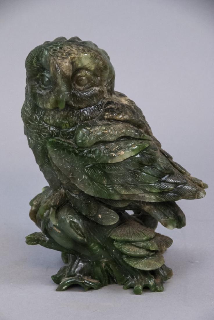 Hand Carved Hardstone Owl Statue Signed by Artist (1 of 6)