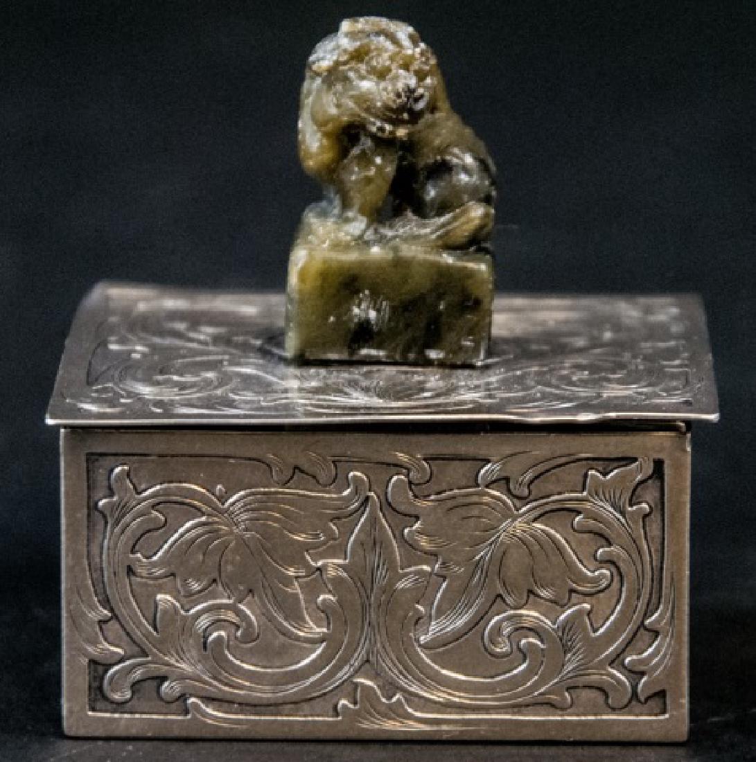 Sterling Silver & Jade Box Style of Edward Farmer (1 of 4)