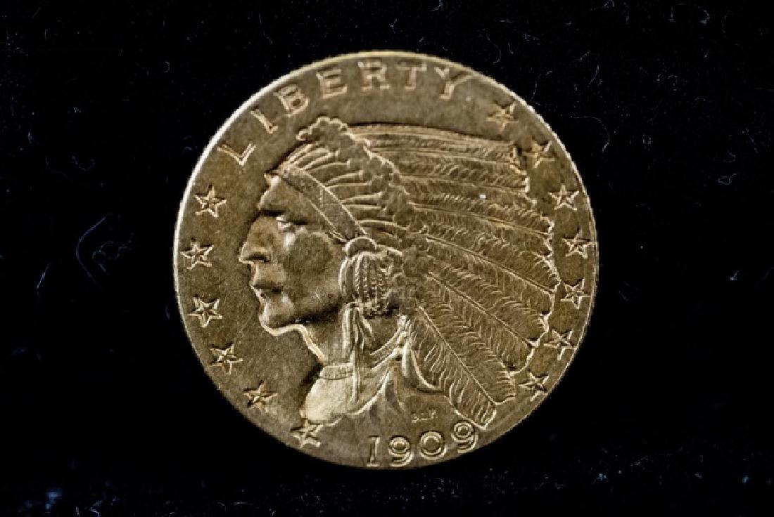Antique United States 1909 $2.5 Gold Coin (1 of 3)