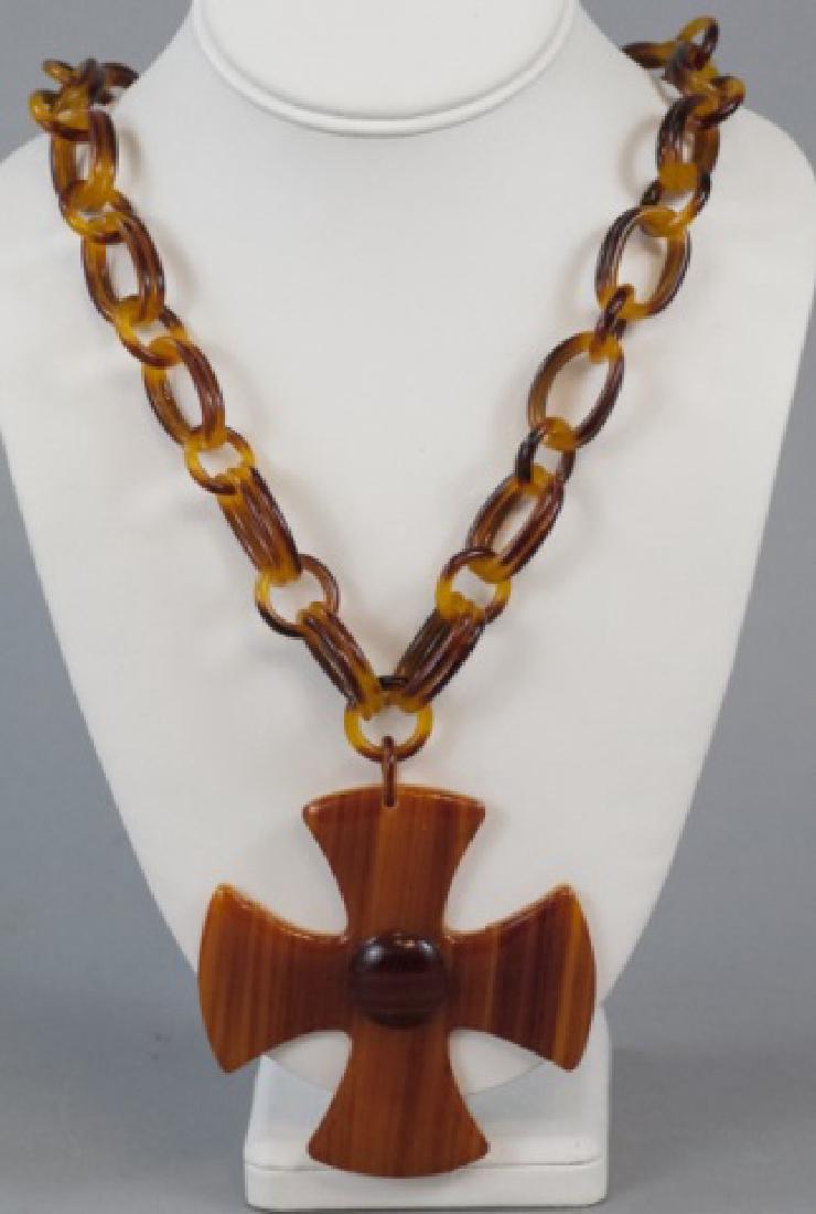 Vintage Costume Jewelry Faux Tortoise Necklace (1 of 5)