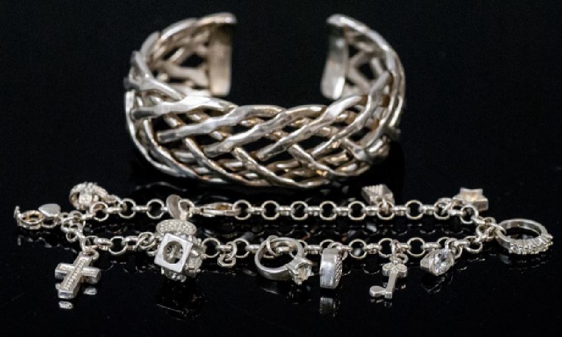 Sterling Silver Charm Bracelet & Woven Cuff (1 of 7)
