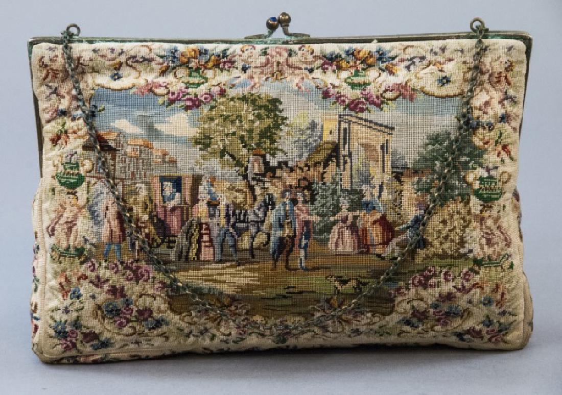 Antique Fine Petite Point Tapestry Hand Bag Purse (1 of 5)
