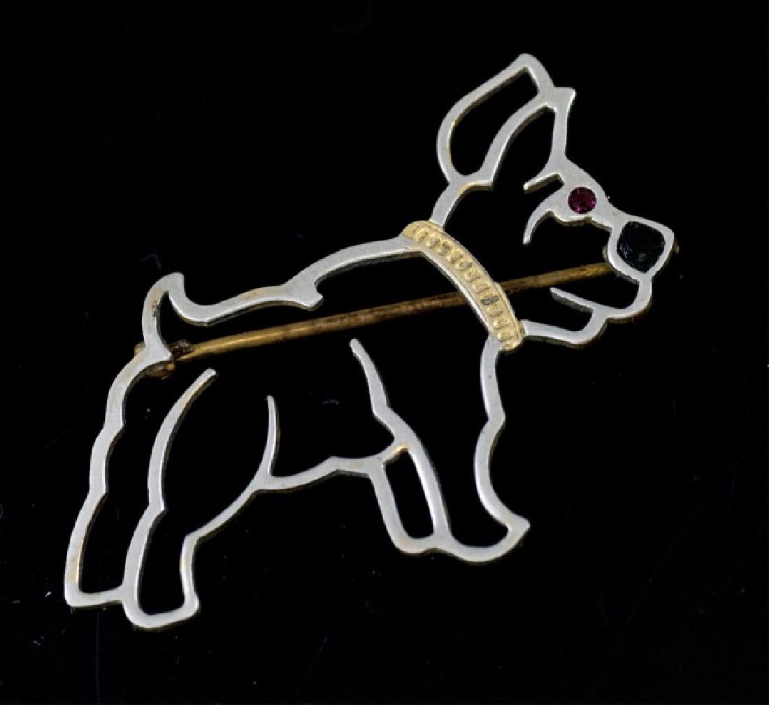 Antique Art Deco Mixed Metal Figural Dog Brooch (1 of 4)