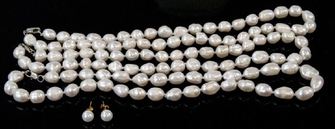 3 Baroque Style Pearl Necklaces & Stud Earrings (1 of 10)