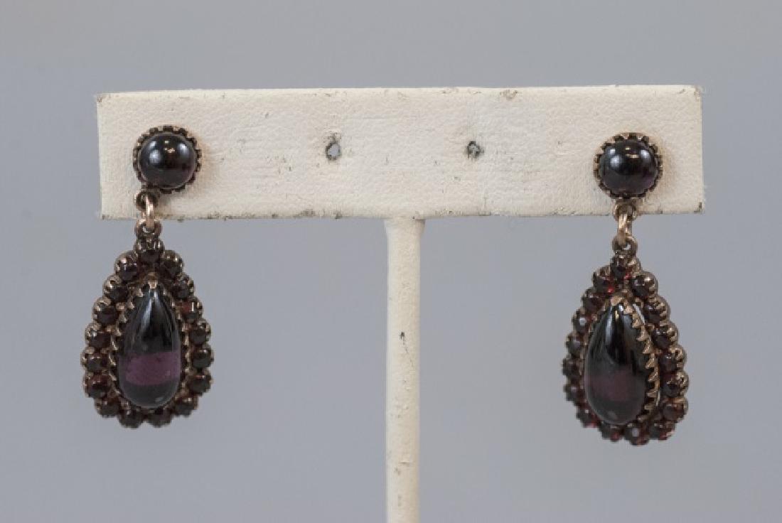 Antique 19th C Ear Pendants Set w Garnets (1 of 4)