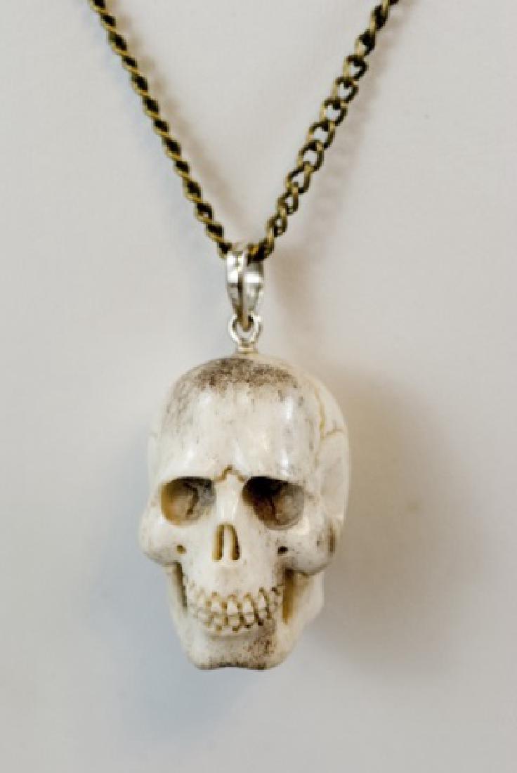 Hand Carved Horn Memento Mori Skull Necklace (1 of 8)