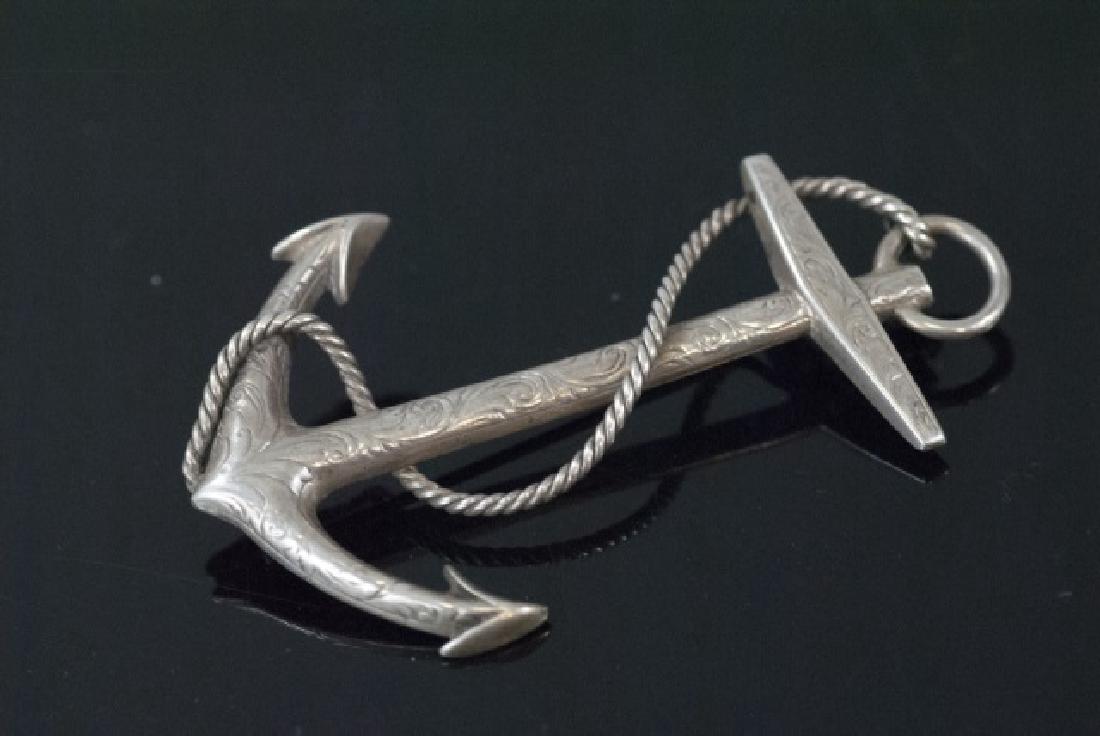Antique English Sterling Silver Ship Anchor Brooch (1 of 5)