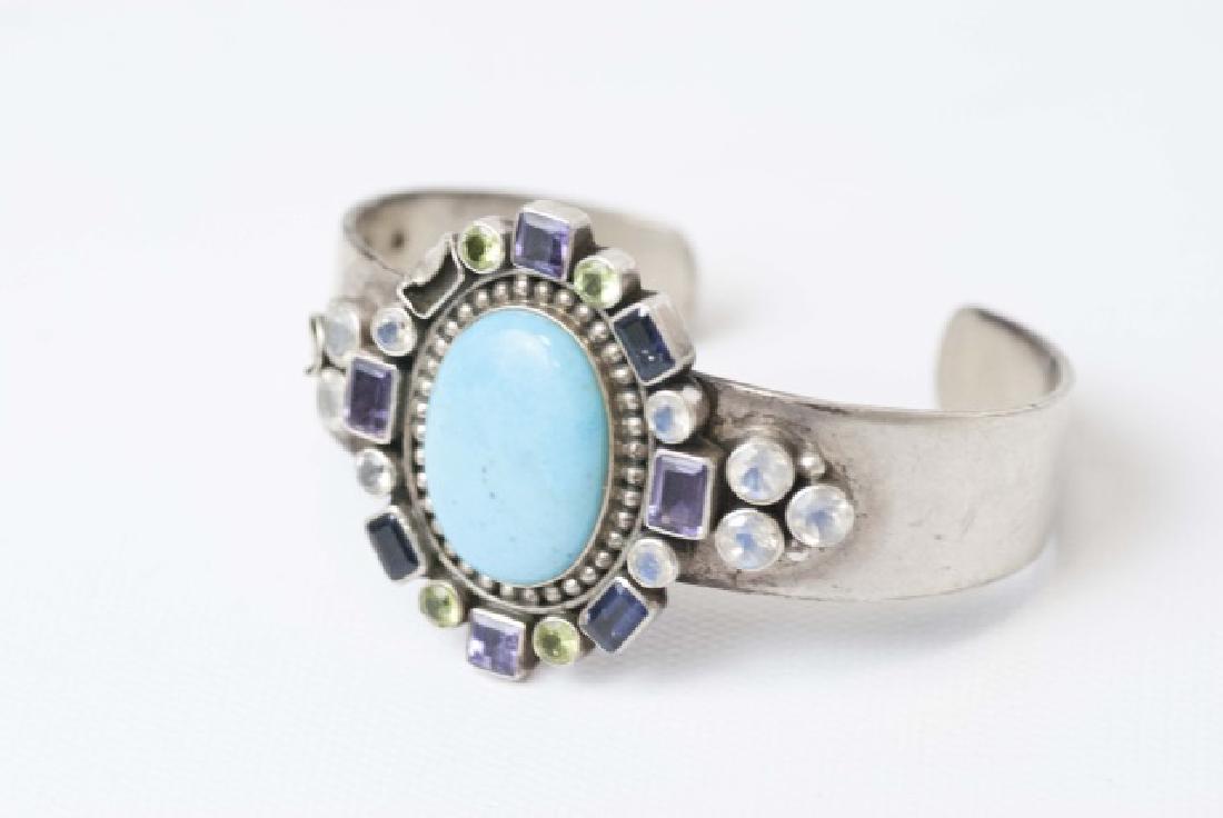 Turquoise & Crystal Sterling Silver Cuff Bracelet (1 of 5)