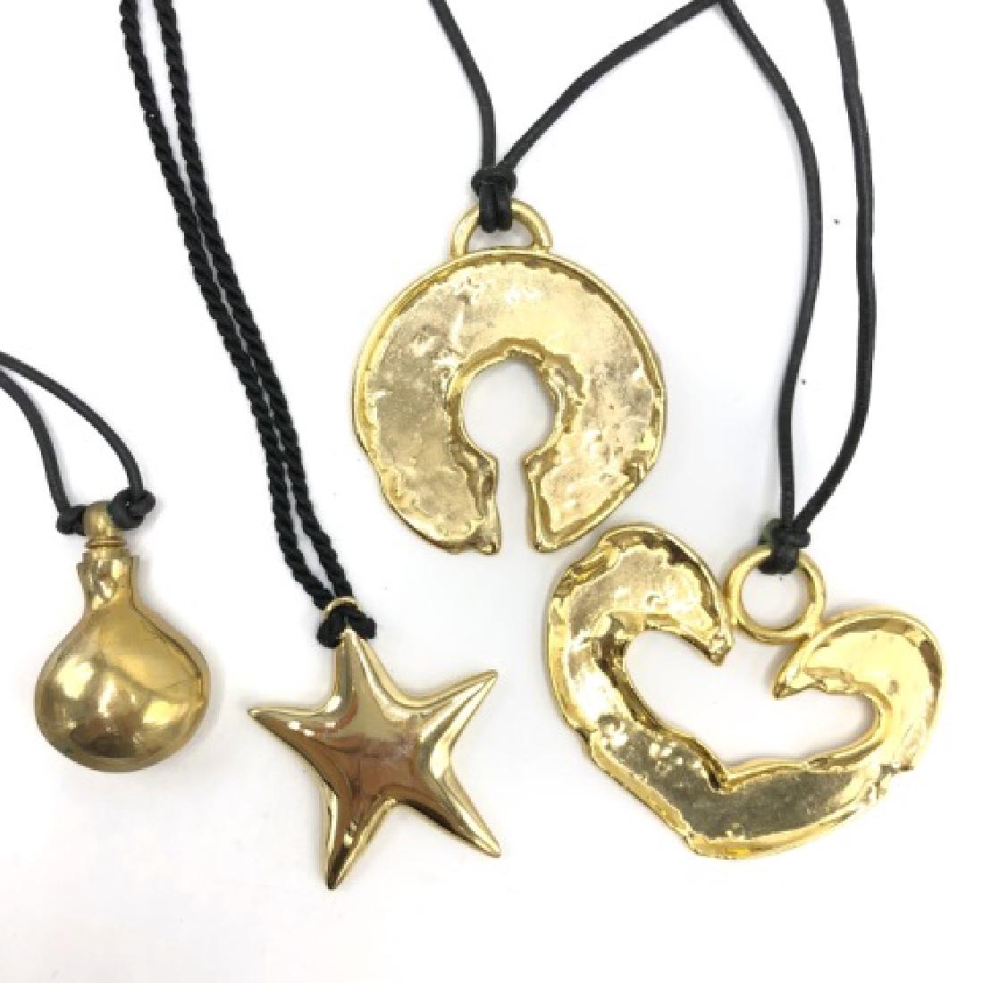 Four Large Costume Vintage 80s Gold Tone Pendants (1 of 3)