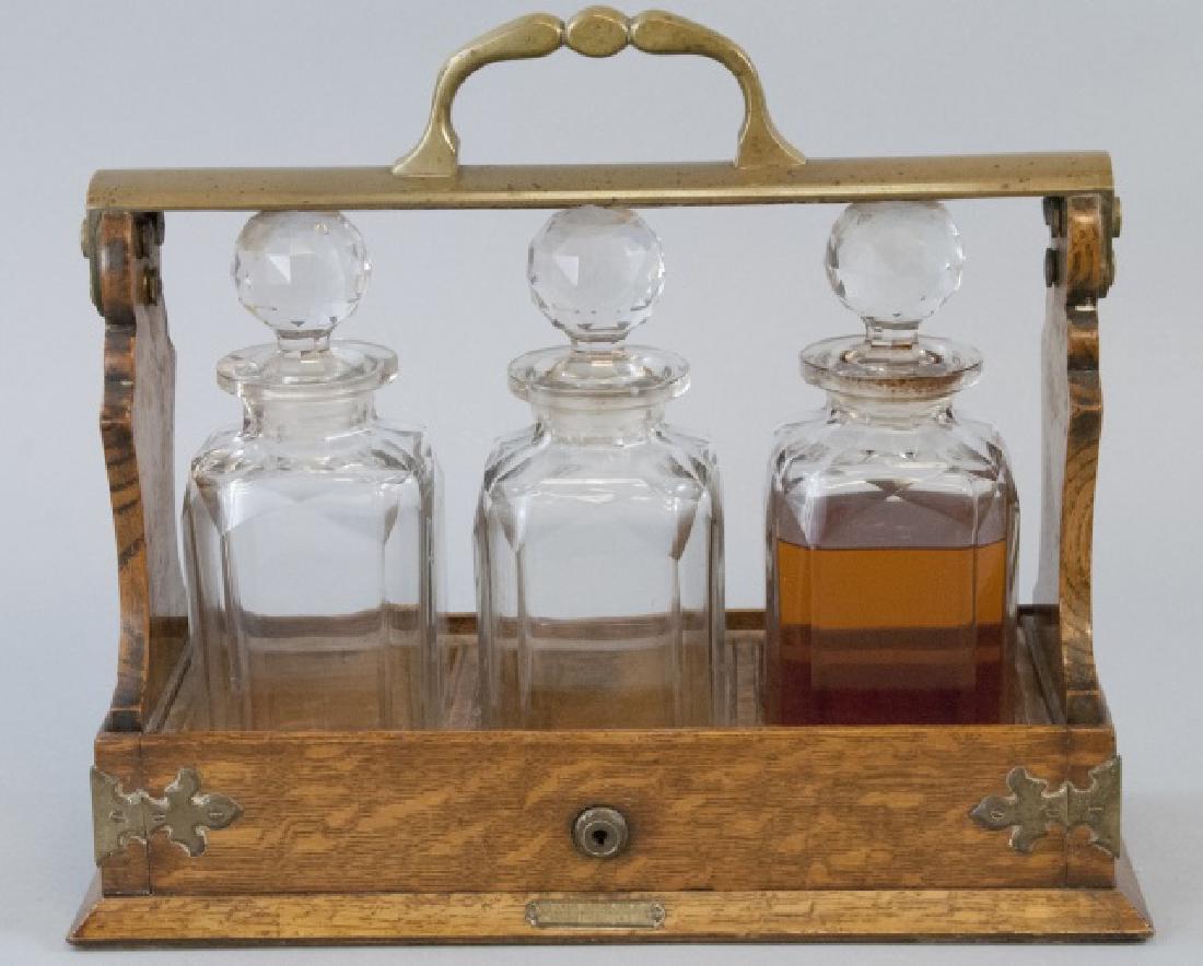 19th Century English Tantalus w 3 Decanters (1 of 8)