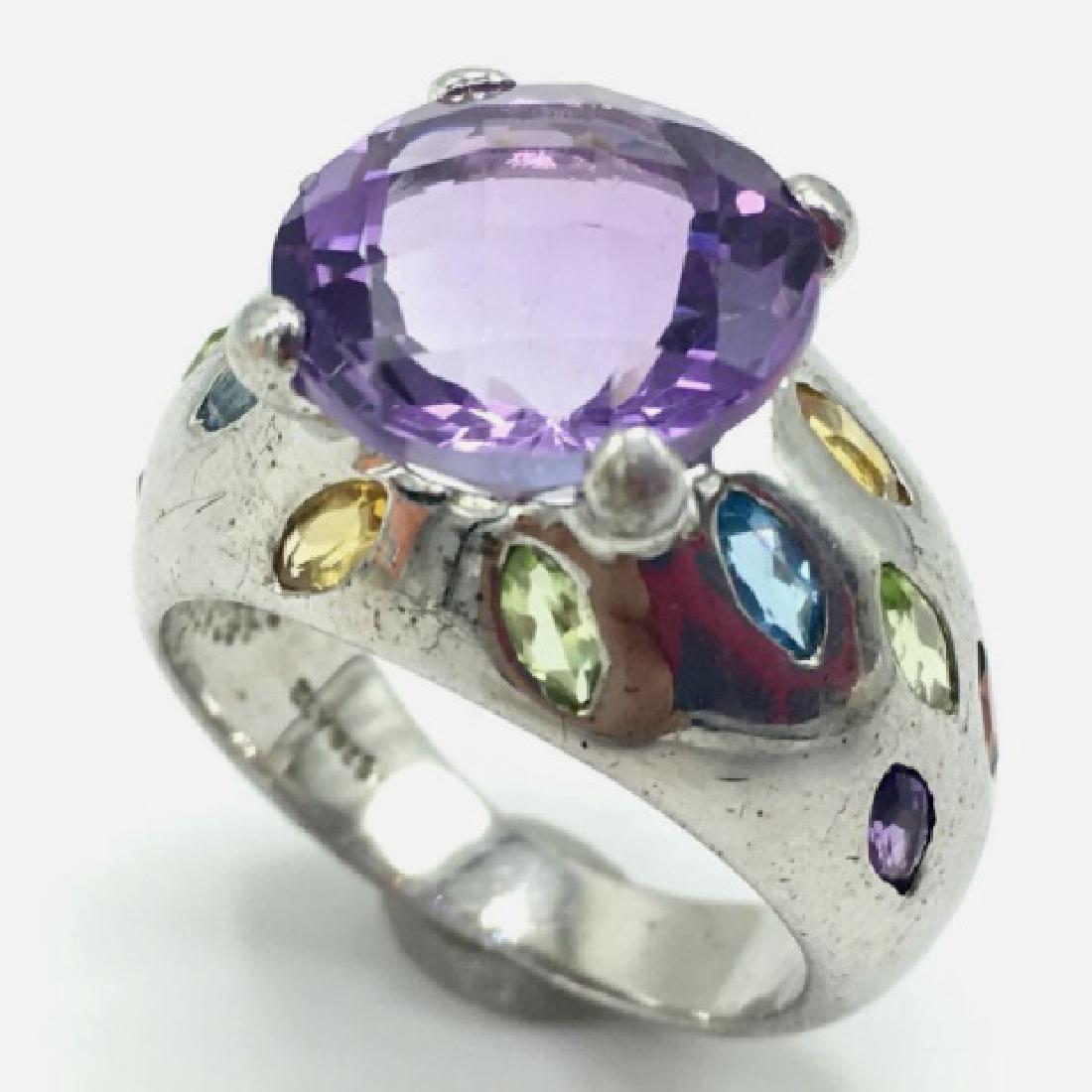 Vintage 80s Sterling Statement Ring w Stones (1 of 3)