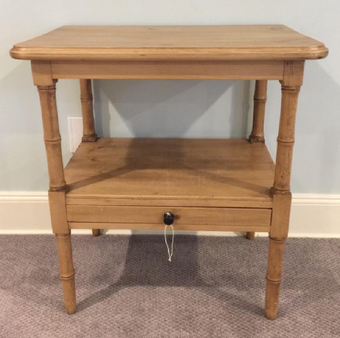 Antique Carved Pine Faux Bamboo Motif End Table (1 of 4)