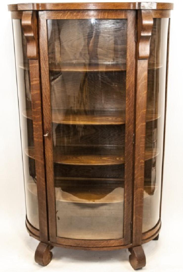 Antique C 1900 Oak & Glass Curio Cabinet (1 of 4)