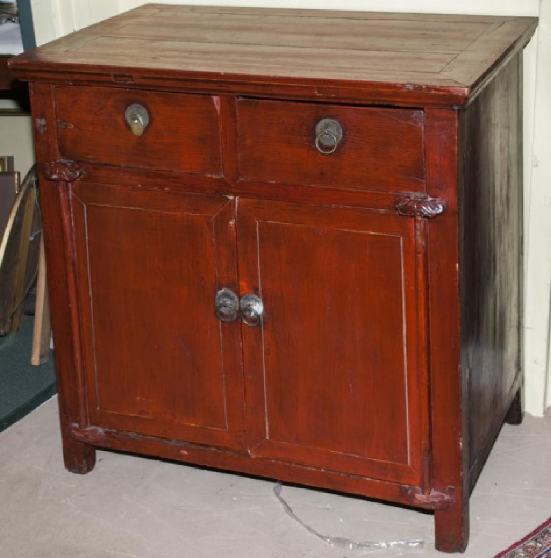 Antique Finish Red Lacquer Chinese Style Console (1 of 4)