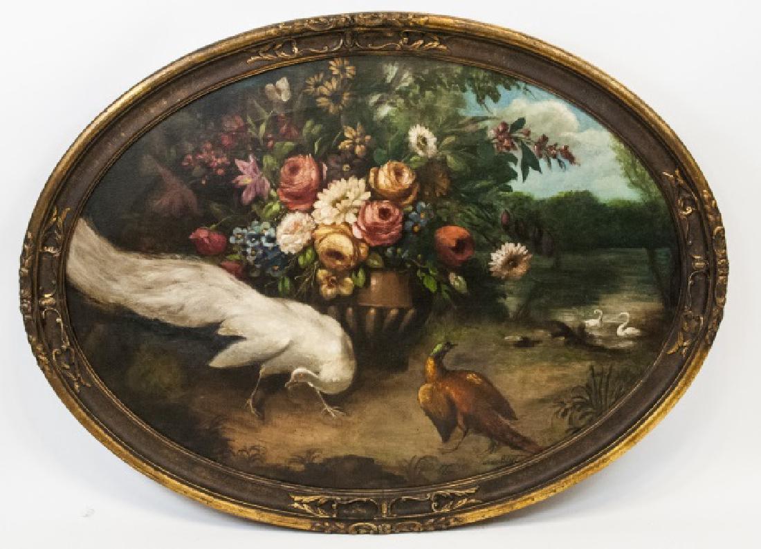 Jean Bizet Large 19th C White Peacock Oil Painting (1 of 9)