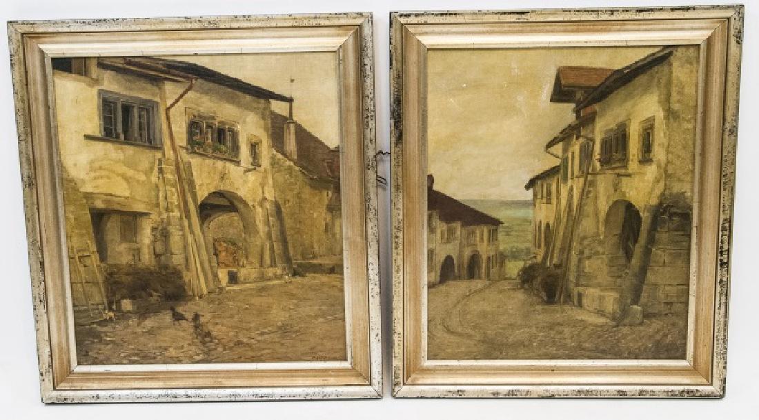 Pair Antique French Oil Paintings Signed Aubry (1 of 10)