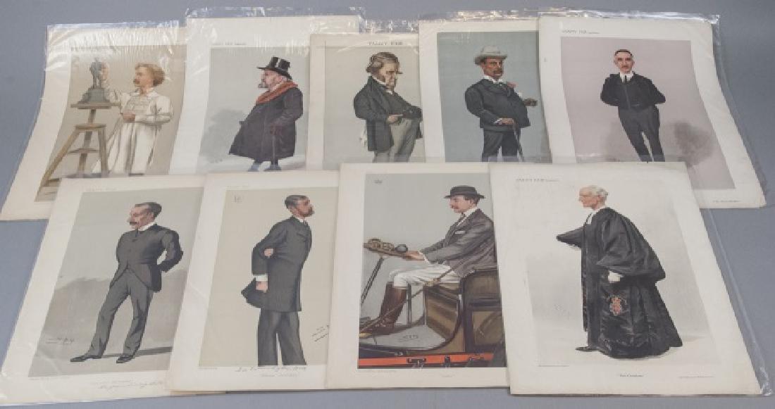 19th Century Vanity Fair SPY Lithography Prints: 19th Century Vanity Fair SPY Lithography Prints, this lot features 9 SPY lithography prints, they are all well preserved, they are all measured at 15 x 10.5 inches