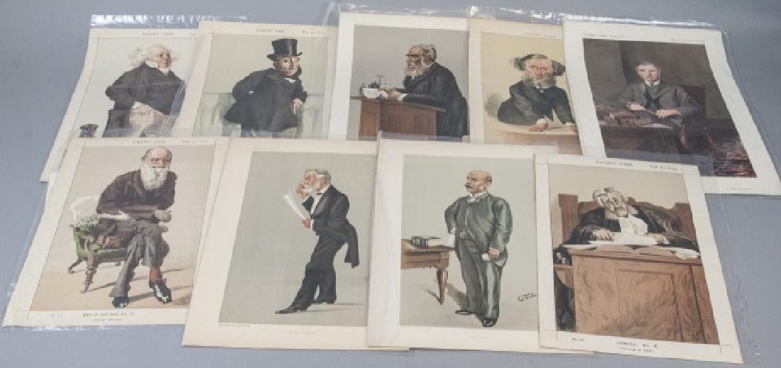 19th Century Vanity Fair Lithography Prints: 19th Century Vanity Fair Lithography Prints, this lot features 10 prints the artists are signed by various artist, the largest is measured at 16 x 10.5 inches