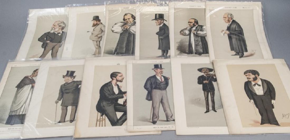 19th Century Vanity Fair APEY Lithography Prints,: 19th Century Vanity Fair APEY Lithography Prints, this lot features 11 prints all signed by APEY and well preserved, they are all measured at 14 x 9 inches