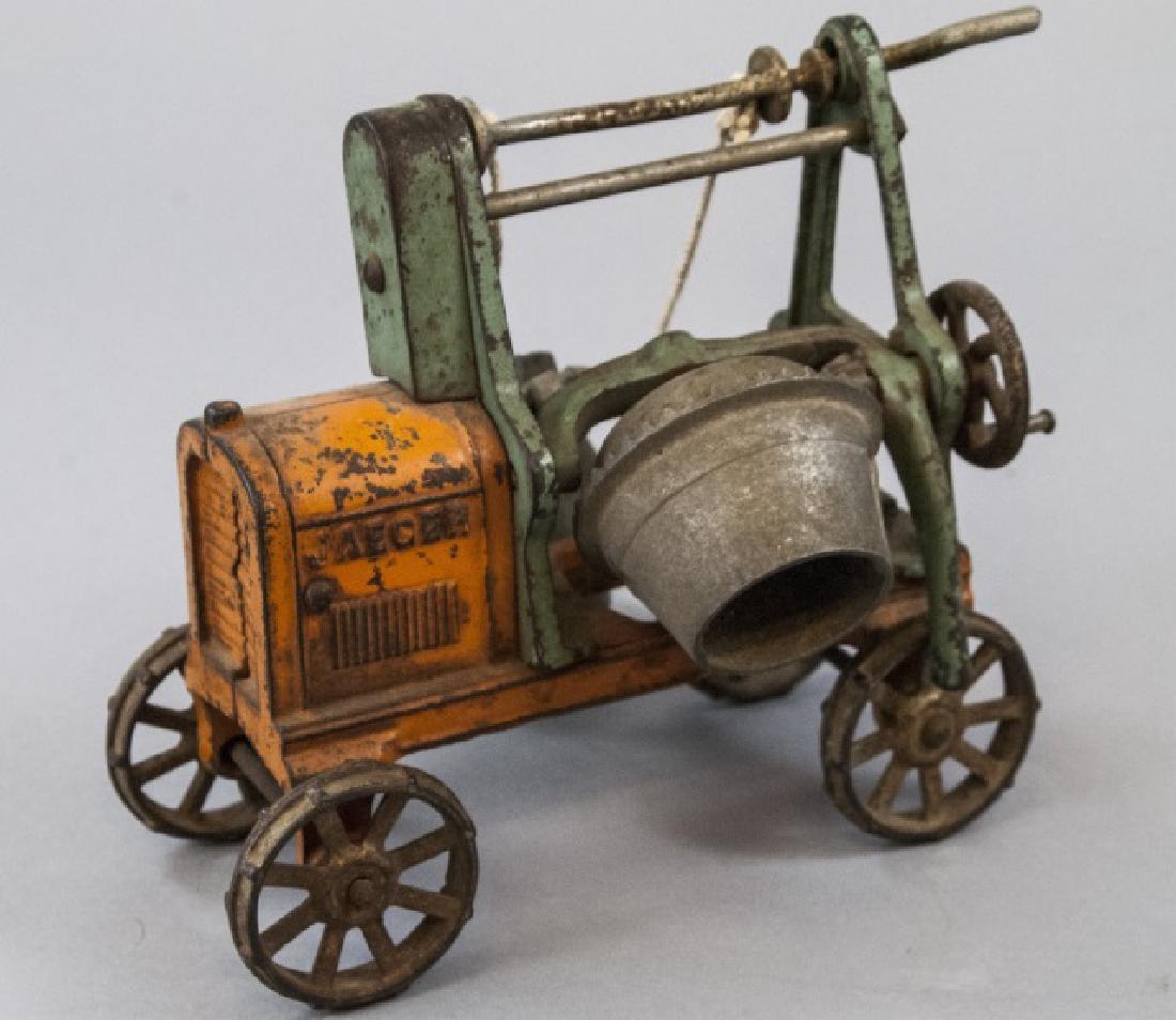 Antique Cast Iron Cement Mixer Toy Jaeger Truck