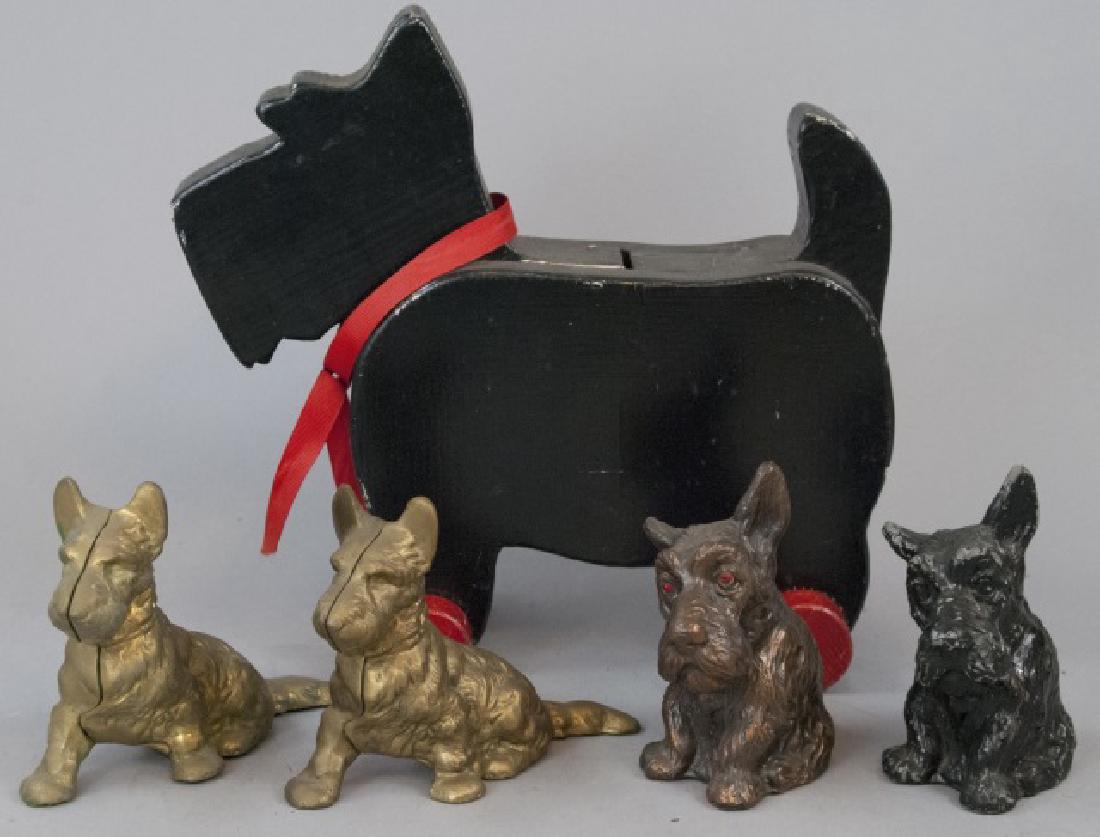 Five Vintage Assorted Scottish Terrier Banks (1 of 8)