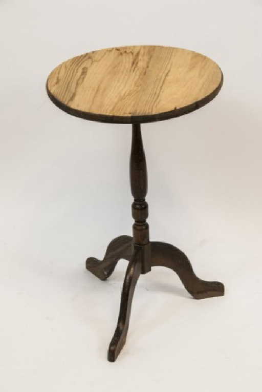 Vintage Small Round Wooden Side Table With Cover