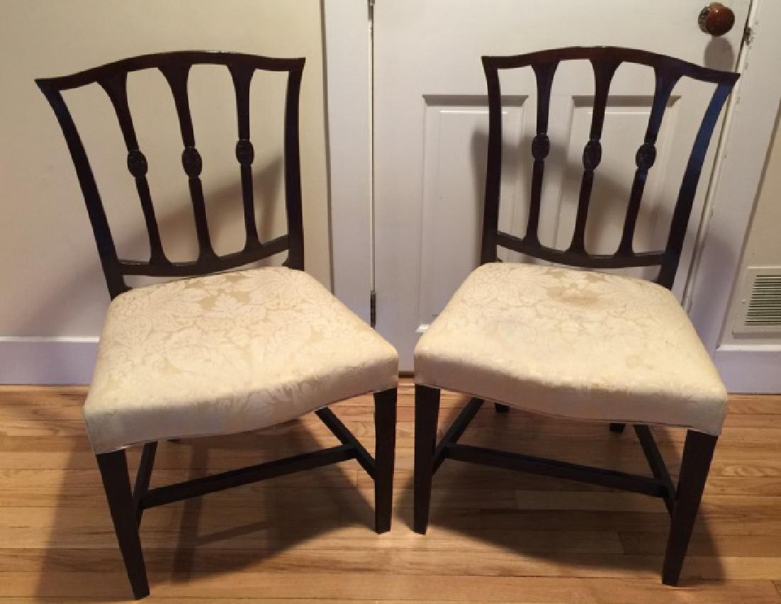 Pair Antique English 19th C Carved Side Chairs (1 of 6)