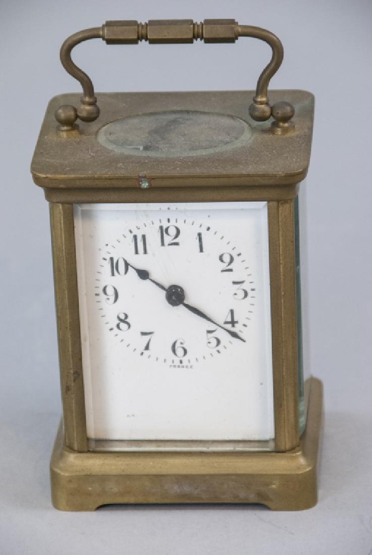 Antique French Brass & Glass Carriage Clock (1 of 4)