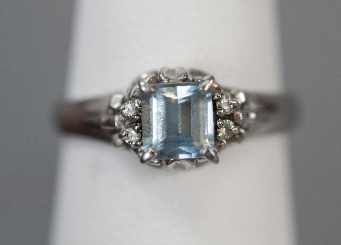 Estate Platinum Blue Topaz & Diamond Ring (1 of 11)