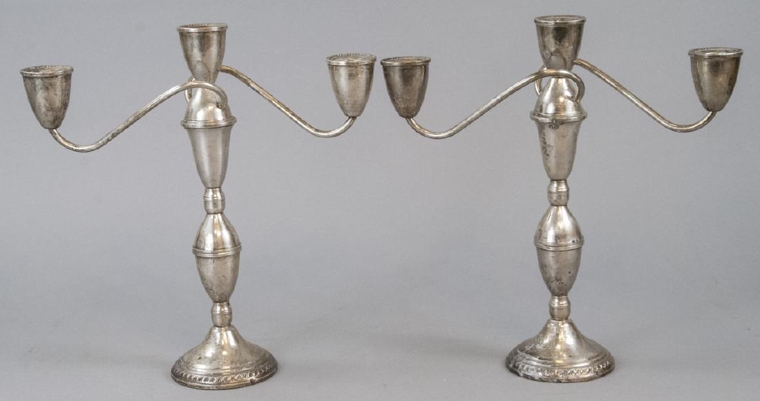 Pair Sterling Silver Three Arm Candelabras (1 of 7)