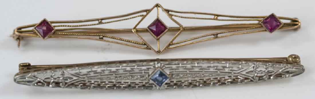 Two Antique 10k & 14k Gold Bar Pins / Brooches (1 of 10)