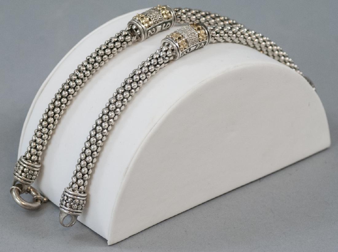 Two Sterling Silver & 14kt Gold Diamond Bracelets (1 of 5)