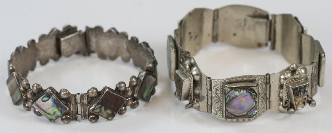 Two Mexico Sterling Silver & Shell Panel Bracelets (1 of 8)